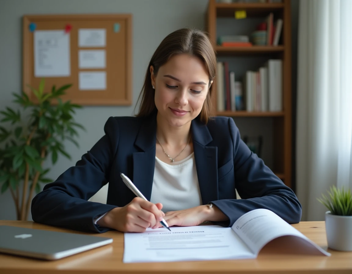 Baby-sitter consultant un contrat et une grille de tarifs à domicile pour garde de deux enfants