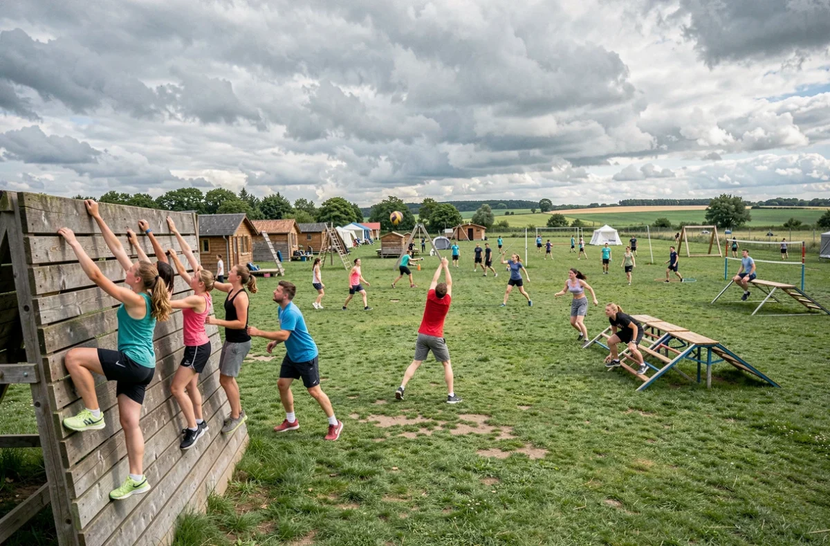 Adolescents pratiquant plusieurs activités sportives en plein air lors d'un séjour multi-activités Croq' Vacances dans le Nord