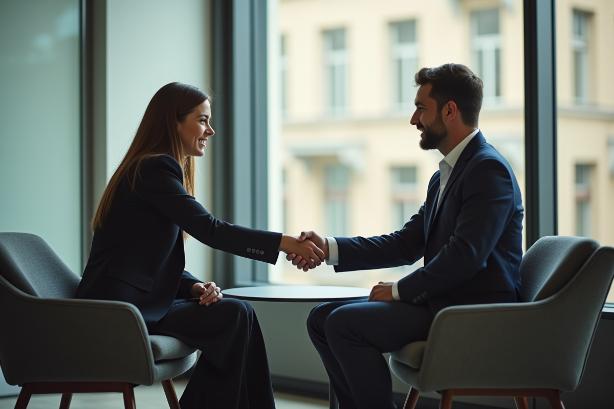 Candidate femme et homme en attente lors d