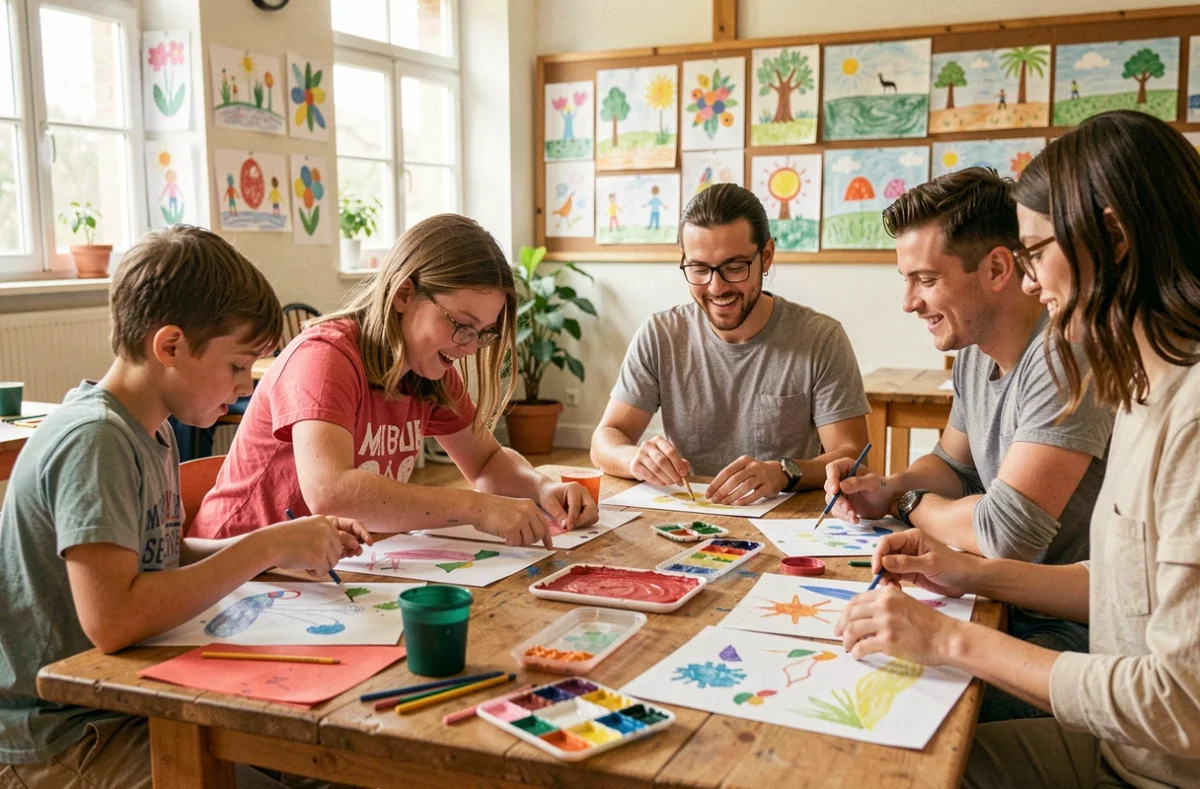 Adolescente en situation de handicap participant à un atelier artistique inclusif lors d'une colonie éducative UFCV dans les Hauts-de-France
